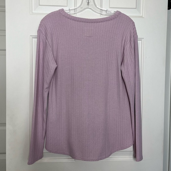 Chaser V-neck Waffle Weave Pullover Top S Pale Purple - Picture 8 of 11